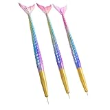 FRCOLOR 3pcs Mermaid Gradient Nail Art Brush Set Nail Art Tools for Creative Designs Beginner-friendly Vibrant Colors for All Skill Levels