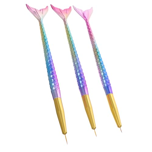 FRCOLOR 3pcs Mermaid Gradient Nail Art Brush Set Nail Art Tools for Creative Designs Beginner-friendly Vibrant Colors for All Skill Levels
