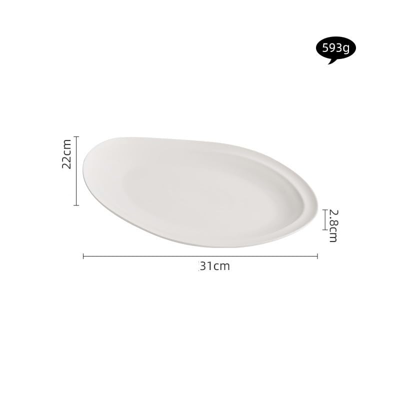 Bols à Trempette Assiette à Steak Occidentale en céramique Assiette Plate Hôtel Moderne Style Simple Assiette Ovale irrégulière Assiette à Vaisselle Bols Apéritifs(S)