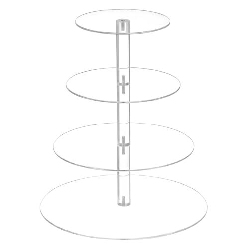QWORK® 4 Etagen Kuchenständer, Kuchen Etagere, Tortenständer aus Acryl, Runder Tortenturm, Donut-Ständer, für Hochzeit, Geburtstag, Party