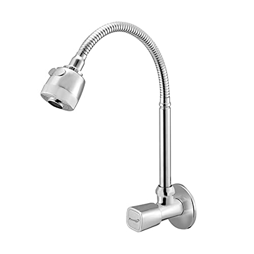 Prestige Dixy Flexible Sink Cock Silver Pillar Tap Faucet (Wall Mount Installation Type)