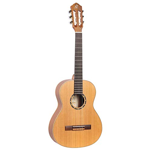Ortega Guitars 6 String Family Series 3/4 Size Left-Handed Nylon Classical Guitar W/Bag, Cedar Top-Natural-Satin, (R122L-3/4) #TOP7