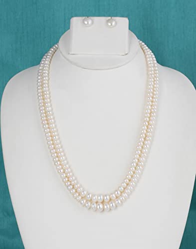 Image of Pitti Jewels And Pearls Natural Fresh Water Hyderabadi Button Shaped 4 To 9 MM Size Pearl Graduation Necklace Chain With Certificate from Hyderabad for Women Girls