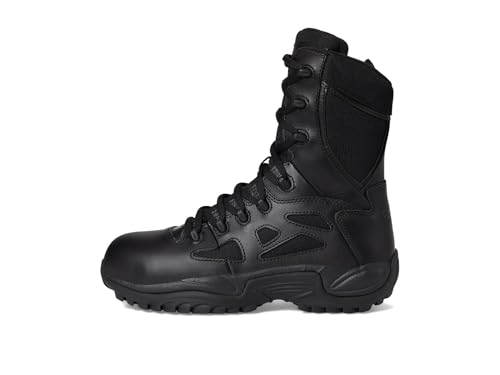 Reebok Mens Rapid Response Rb Safety Toe 8" Stealth With Side Zipper Industrial & Construction Boot, Black, 4.5 US4
