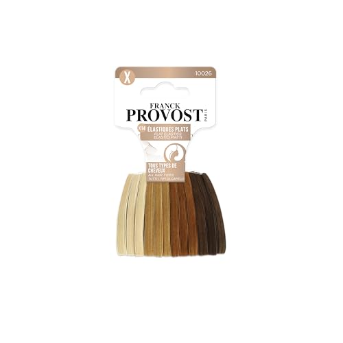 FRANCK PROVOST – Juego de 14 gomas elásticas planas de terciopelo – Sin ataduras de metal, para todo tipo de cabello, surtido de colores aleatorios