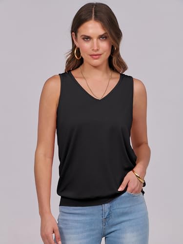 ANRABESS Women Tank Tops Summer V Neck Sleeveless Casual Loose Fit Cute Cami Basic T Shirts Solid Tees 2025 Trendy Outfits2