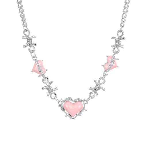 Collier cœur d'amour épines roses ras-du-cou chaîne mode 2023