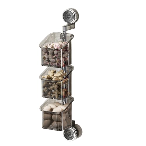 Portaobjetos adhesivo con ventosa | Estante de cocina de pared con ventosa | Contenedor giratorio con escurridor, caja de pared para accesorios de cocina y baño