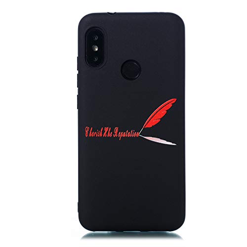 HopMore Compatible con Funda Xiaomi Mi A2 Lite Silicona Negro Antigolpes Dibujos Espacio Universo Creativo Gracioso TPU Carcasa Resistente Ultrafina Slim Case Caso Cover Protección - Pluma