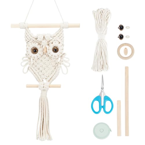 ORIGACH DIY Macrame Owl Wall Hanging Tapestry Kit Handmade Macrame Owl Kit Boho Hand Woven Macrame Wall Hanging Decor for Living Room Bedroom Office