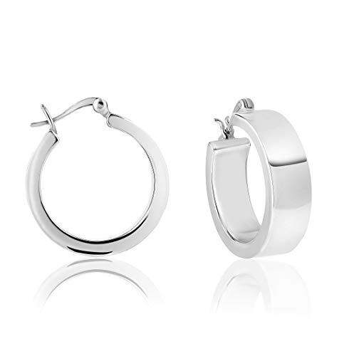DTP Silver - Plata 925 - Pendientes de Aro de mujer - Creoles gruesos de forma Oval - Espesor 3 mm Diámetro 25 mm
