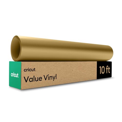 Cricut Selbstklebendes Vinylfolie Plotter - Plotterfolie Vinyl Permanent Rolle, Selbstklebende Folie (30.5x3m cm, Gold)