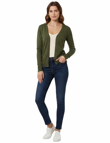 Image of Allsense Women's Long-Sleeve V-Neck Cardigan Sweater | Button Down, Lightweight Soft Knit