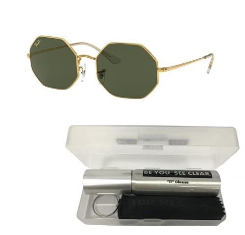 Ray-Ban RB1972 Sunglasses Bundle: RB 1972 OCTAGON 919631 Octagon Legend Gold G-15 Green and Eyewear Cleaning Kit2
