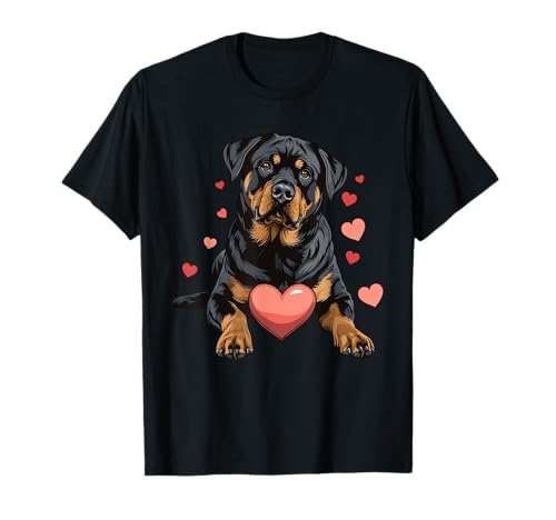 Rottweiler Dog Heart Pet Dog Animal Lover T-Shirt
