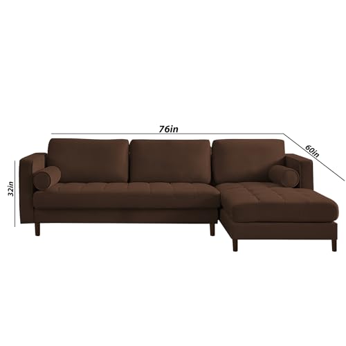 Image of Lezra RHS 4 Seater L Shape Sofa Set for Living Room (Brown Fabric) Premium Fabric Sofa