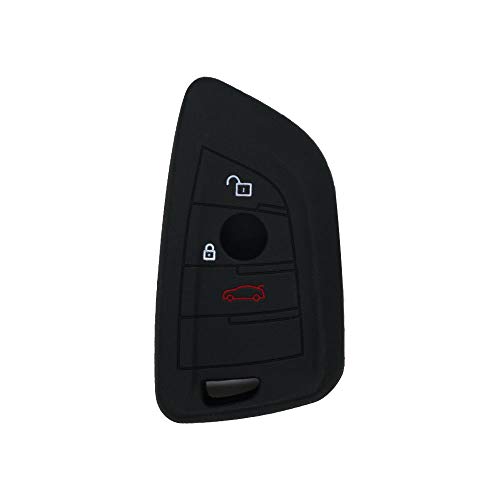 BROVACS Silicone Cover Protector Case Holder Skin Jacket Compatible with BMW X5 X6 X1 5 7 Series 3 Button Smart Remote Key Fob CV9906 Black - Image 2
