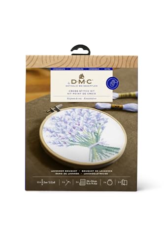 DMC   Bouquet de Lavanda por Nathalie Weinzaepflen, nivel intermedio, kit de punto de cruz
