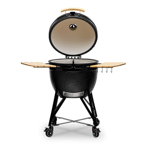 Kamado BONO BBQ - Barbacoa Grande XXL con 6 accesorios - Ø 64cm Kamado Barbacoa con Accesorios - Parrilla ahumadora negra en la terraza, balcón o jardín - imagen 2