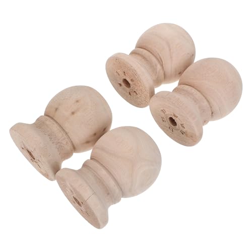 NUOBESTY 4 Pièces Poteau de Rampe Bois Massif pour Escalier Colonne Ronde Décorative Bois Naturel Support Robuste et Élégant pour Intérieur et Extérieur