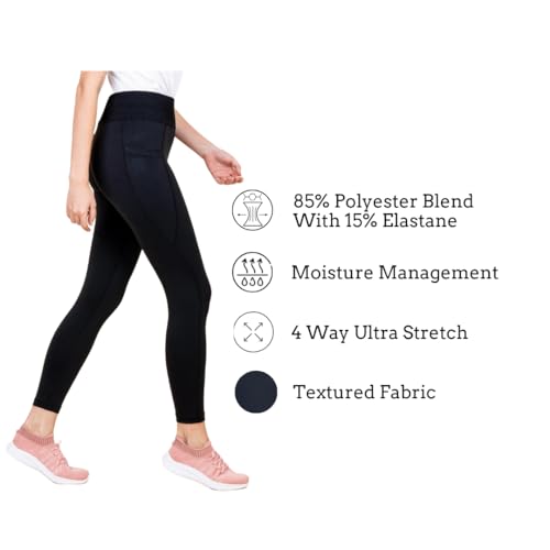 Image of 3rd Planet Women's High Waist Activewear Leggings | 4-Way Stretch, Sweat-Wicking, Non-See-Through Gym & Yoga Tights with Side Pockets | Comfortable Slim Fit Pants for Workout, Running & Fitness