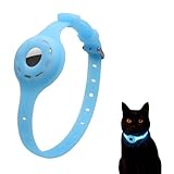 LiRui.R Airtag Silikon Leuchthalsband Protector Einstellbare Verlust Prävention Blickfang Haustierhalsband für Katzen und kleine Hunde(Fluoreszierendes Blau)