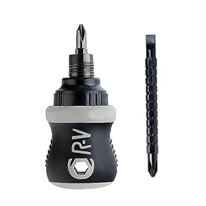 Buspoll Ratcheting Stubby Screwdriver – Adjustable Length, Reversible Dual End, Magnetic Tip – Compact, Portable, Pocket Size.