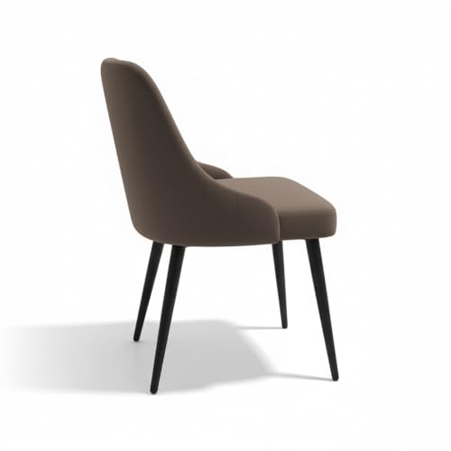 Image of Finch Fox Taskpro Modern Unique Velvet Upholstered Seating Living Room Dining Chair with Black Metal Legs in Dark Brown Color (Set of 4)