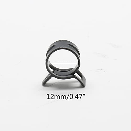 Kyuionty 50Pcs Spring Band Clips 1/2" 12mm Air Hose Tube Water Pipe Fuel Hose Line Vacuum Hose Clamp, Fit 12.5-13mm OD (Black)