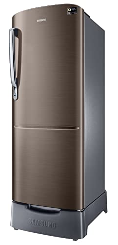 Image of Samsung 223L 3 Star Inverter Direct-Cool Single Door Refrigerator Appliance (RR24C2823DX /NL,Luxe Brown) Base Stand Drawer