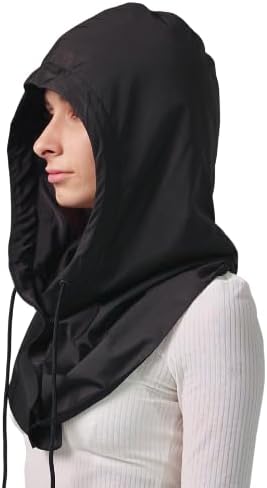 13Yellow Satin Lined Hooded Scarf for Women – Windproof, Water-Repellent Balaclava Hat | Anti-Frizz Hooded Cowl