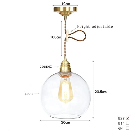 Chandelier boule de verre réglable pour éclairage de restaurant et bar design