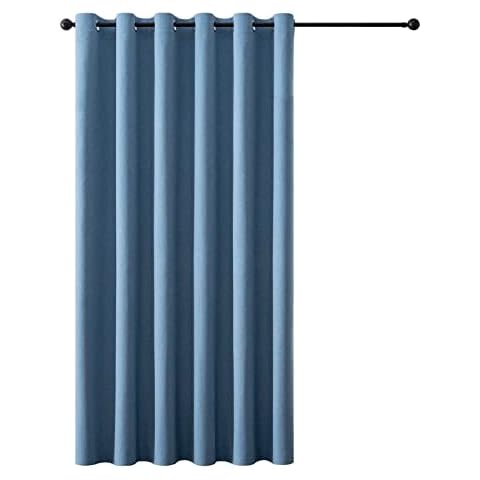 MRTREES Blackout Curtains Eyelet 100% Blackout Baby Blue Long Thermal Door Curtain 90 Drop Noise Reducing Curtains 1 Panel Linen Curtains Natural for Living Room Bedroom 90x90 Inch 228x228cm Cover
