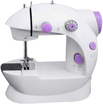 Mini Portable Electric Sewing Machine, White, Dual-Speed, with Foot Pedal, Built-in Light, Thread Cutter, for Beginners