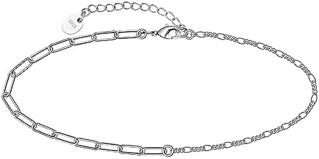 CHIC & ARTSY 925 Sterling Silver Ankle Bracelet Multilayer Anklets for Women Satellite/Star/Cross/Circle/Teardrop/Oval/Layered Anklet Beach Jewelry 9 to 10 inch Flexible Fit Anklets