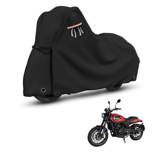 STARTWO Motorcycle Cover Lock-Holes and Storage Bag All Season Universal Night Reflective Universal Heavy Duty Motorcycle Vehicle Cover-86 L x 41\" W x 50\" H Black