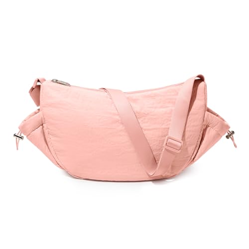 KALIDI Crossbody Purse Bag for Women Nylon Crescent Bag Men Dumpling Bag Lightweight Travel Sling Bag with Adjustable Strap