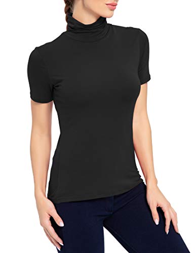 Women's Mock Turtleneck Top Short Sleeve Lightweight Active T-Shirt (S-XXL)4