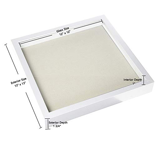 image for EDGEWOOD Square Shadow Box Picture Frame Linen Background Real Glass F