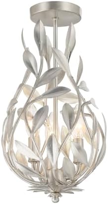 Crystorama Broche 9'' Antique Silver Semi Flush Mount