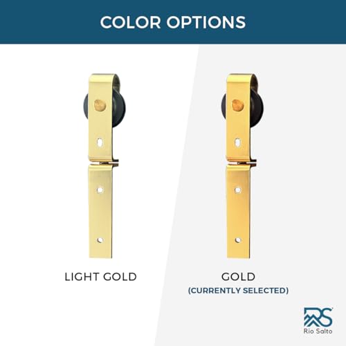 Rio Salto Gold Bifold Sliding Barn Door Hardware Kit Heavy Duty Metal Track System with Matching Knobs Gold Bi-Fold Barn Door Bifold Closet Doors, Bi-Folding 52" Track for 4 Doors, 4 Rollers No Door