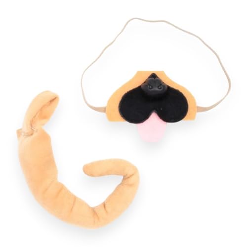 Brauner Mops Hundeohren Stirnband, Nase und Schwanz Garnitur.