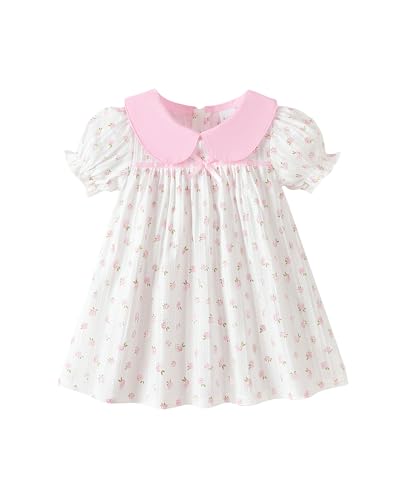 Image of Kucnuzki Baby Girl Clothes Cute Spring Summer Sun Dresses Toddler Casual Puff Sleeve Floral Dress Girls Summer Outfits