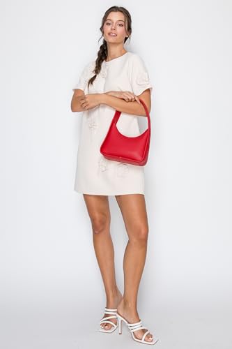 Image of Small Minimalist Shoulder Bag for Women, Faux Leather Underarm Purse, Chic Top Handle Handbag for Everyday