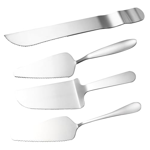 Alipis Pizza Cutter 4pcs Stainless Steel Cake Server Set Lattice Pastry Cutter Butter Slicer Tool Pizza Server Spatula for Baking