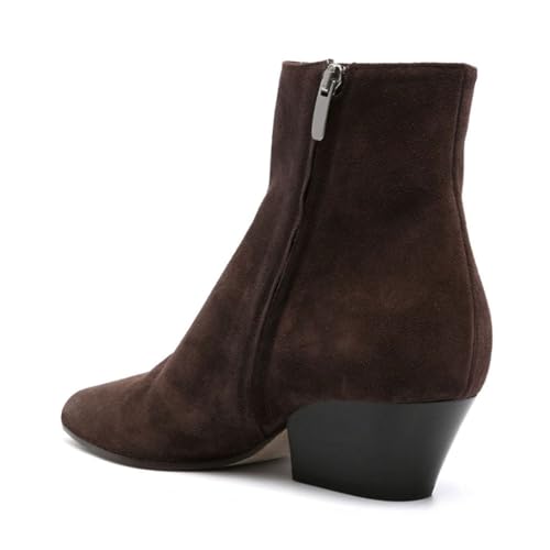 FYS Women Pointed Toe Ankle Boot Stable Chunky Low Heel Short Booties Side Zipper Casual Daily Outdoor Shoes Size 4-16 US3