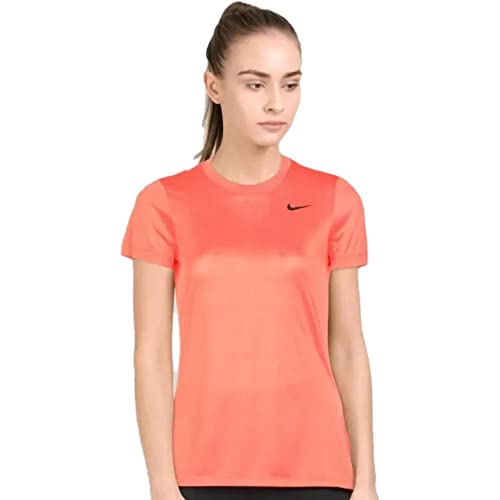 Image of Nike Women Polyester Regular Fit Solid Round Neck Orange T-Shirt
