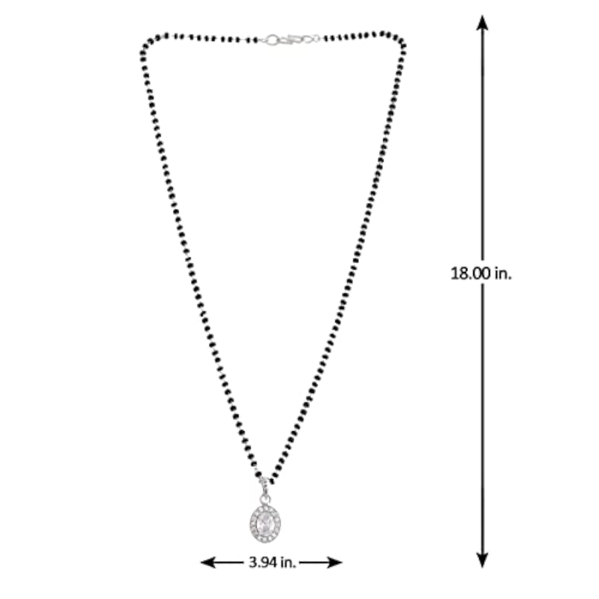 Sparkling Oval Cz Studded Silver Mangalsutra Set