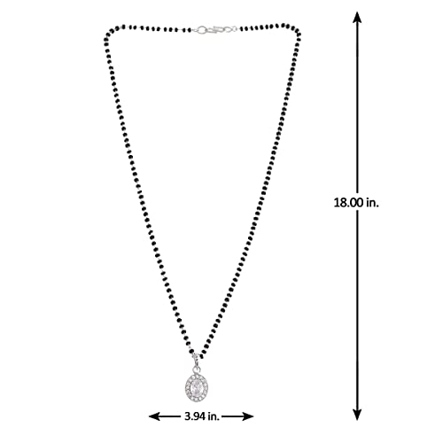 Sparkling Oval Cz Studded Silver Mangalsutra Set