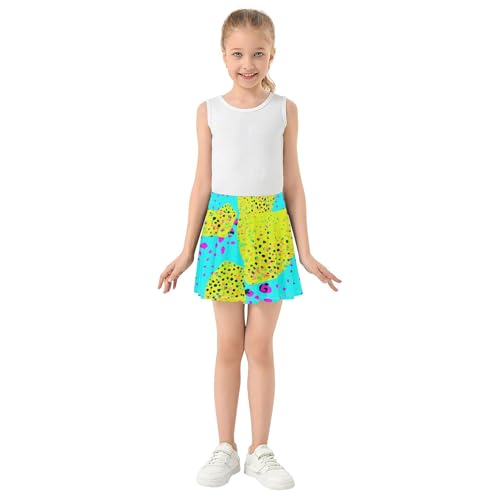 Joisal Cute Comfy Athletic Shorts Girls Skorts Kids Tennis Skirts School Vibrant Yellow Lemons Blue 4t3